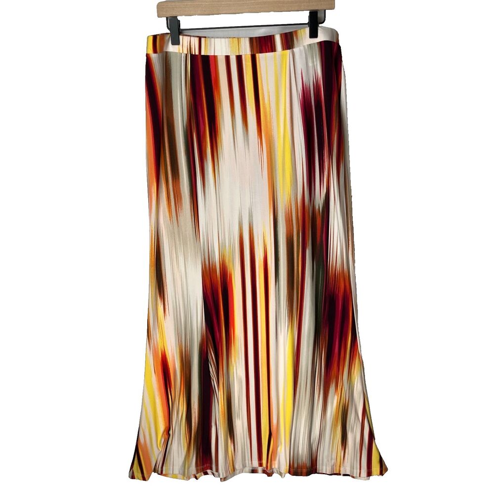 CATO Women's Size Medium Long Flowy Full Length Striped Maxi Skirt Stretch Boho